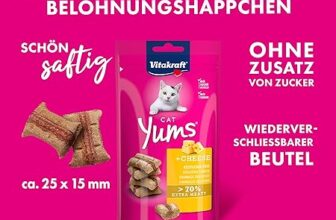 Vitakraft Cat Yums, Katzensnack, mit Käse, extra fleischig, mit sichtbarer Füllung
