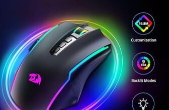 Redragon Gaming Maus Kabellose, RGB Wiederaufladbare Gaming-Maus mit 9 Macro Editing Programmierbare Tasten