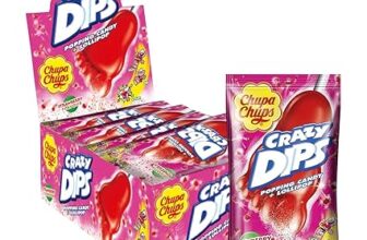 Chupa Chups Crazy Dips Strawberry, enthält 24 Stück, fruchtig-süßer Erdbeer-Geschmack, geeignet für Geburtstag, Halloween, Weihnachten, 24 x 14g
